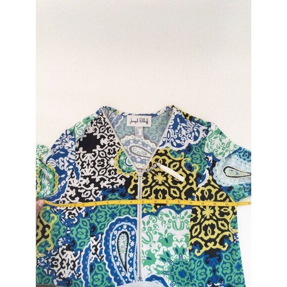 Joseph Ribkoff  Paisley Multicolor 3/4 Sleeve Zip-Front A-Line Dress 2 - Picture 11 of 16